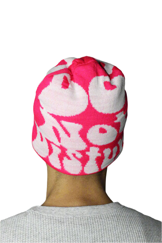 Pink and White 'Do Not Disturb' Beanie