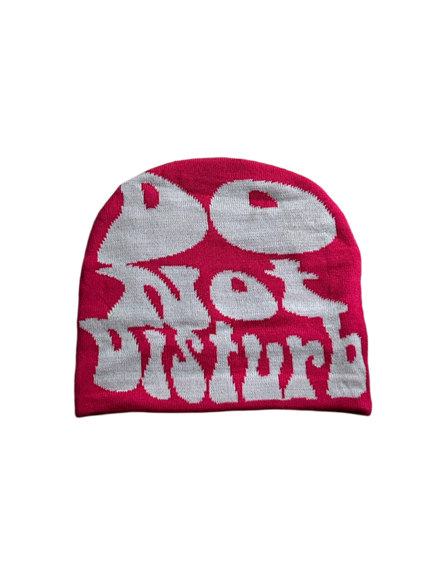 Gorro rosa y blanco con la leyenda "No molestar"